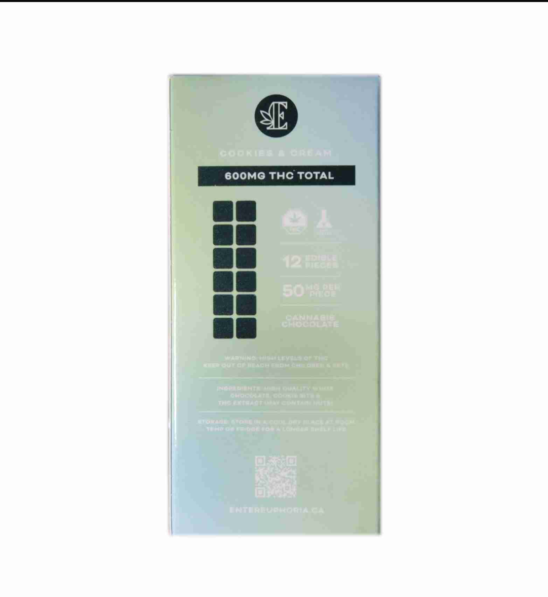 Euphoria Cannabis THC Chocolate 600mg - Cookies and Cream Euphoria Cannabis THC Chocolate 600mg - Cookies and Cream