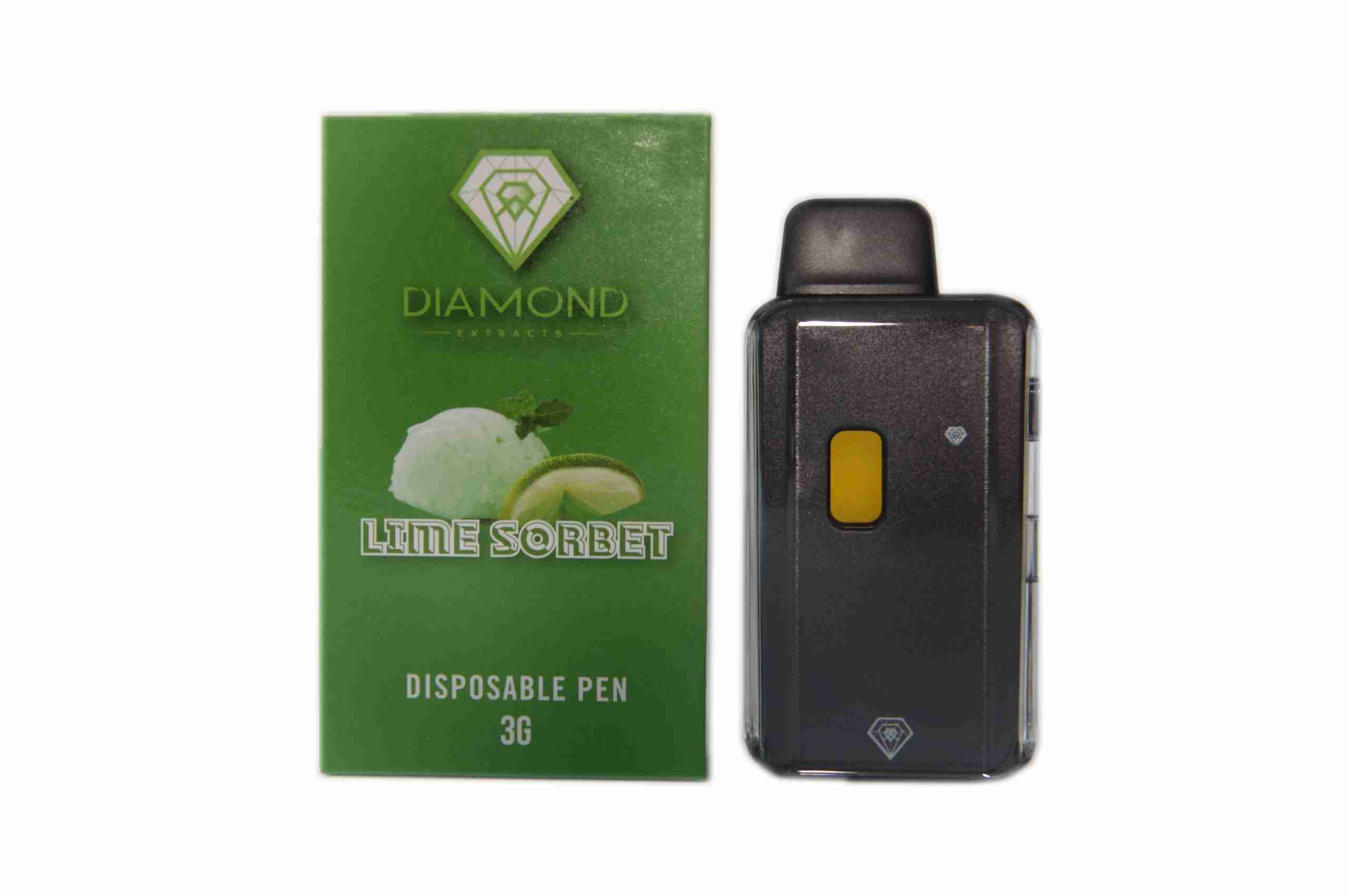 Diamond Disposable Vapes 3g - Lime Sorbet (Indica) Diamond Disposable Vapes 3g - Lime Sorbet (Indica)