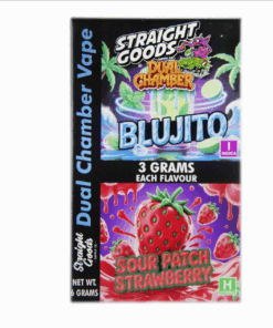 Straight Goods 6g Dual Chamber Vape – Blujito + Sour Patch Strawberry Straight Goods 6g Dual Chamber Vape – Blujito + Sour Patch Strawberry