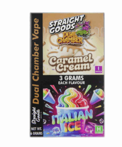 Straight Goods 6g Dual Chamber Vape – Caramel Cream + Italian Ice Straight Goods 6g Dual Chamber Vape – Caramel Cream + Italian Ice