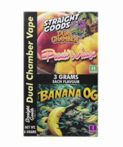 Straight Goods 6g Dual Chamber Vape – Peach Mango + Banana OG Straight Goods 6g Dual Chamber Vape – Peach Mango + Banana OG