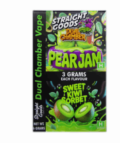 Straight Goods 6g Dual Chamber Vape – Pear Jam + Sweet Kiwi Sorbet Straight Goods 6g Dual Chamber Vape – Pear Jam + Sweet Kiwi Sorbet