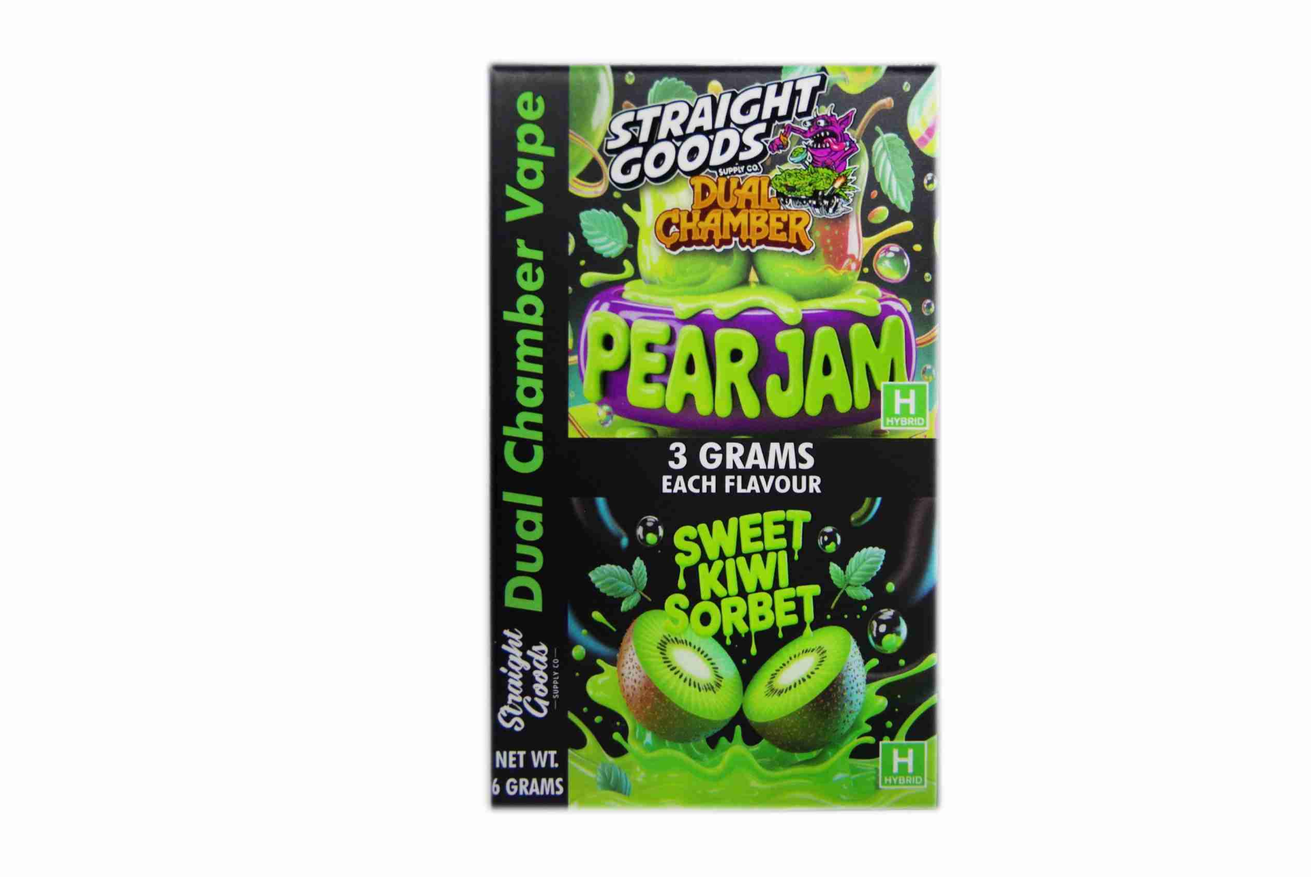 Straight Goods 6g Dual Chamber Vape – Pear Jam + Sweet Kiwi Sorbet Straight Goods 6g Dual Chamber Vape – Pear Jam + Sweet Kiwi Sorbet