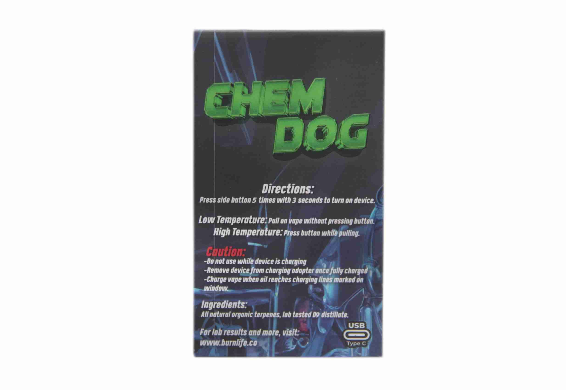 Burn Disposable Vape (3g) - Chem Dog (Hybrid) Burn Disposable Vape (3g) - Chem Dog (Hybrid)